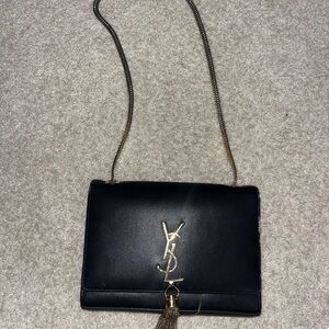 Faux Yves Saint Laurent Black Crossbody Bag with Gold Chain